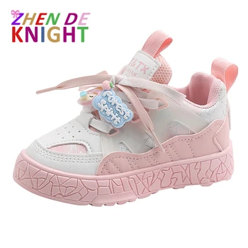 Осенью 2023 года Новая спортивная обувь для девочек 2-6-летняя Детская обувь принцессы На нескользящей мягкой подошве, Детская повседневная обувь