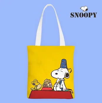 Анимационная сумка Snoopy, Модная Холщовая сумка, Женская Сумка на одно плечо Для студенческого класса, сумка для девочек 2023, Новый Стиль, сумка для покупок, 38x33 см