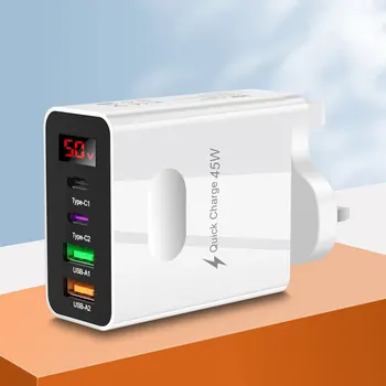 USB-зарядное устройство мощностью 45 Вт, быстрая зарядка, мобильный адаптер PD QC 3.0, USB-адаптер для зарядки телефона, цифровой дисплей, подходящий для iPhone Xiaomi 2