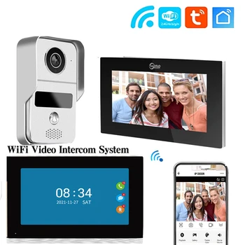 Tuya 1080P 10/7-Дюймовый Цветной Сенсорный Экран Беспроводной WiFi Видеодомофон Smart APP Home Intercom Kit для Системы Контроля Доступа RFID