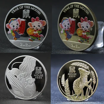 2020 Год Крысы Серебряные Коллекционные монеты Новогодний подарок Австралия 1 унция Золотых монет с серебряным покрытием, безналичные монеты