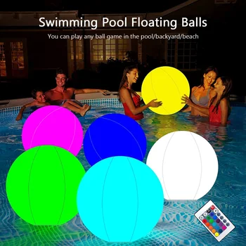 40/60 см Надувной светящийся пляжный мяч, светодиодный плавающий шар для бассейна, 16 цветов света с дистанционным управлением, светящийся шар для вечеринки