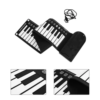 Пианино с 49 клавишами, силиконовая клавиатура, портативный электронный инструмент, Складной детский Музыкальный ручной цифровой