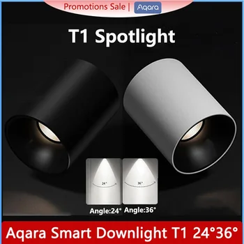 Aqara Smart Downlight T1 Zigbee Круглый светильник с регулировкой яркости 10 Вт, Угол луча 24 ° 36 °, Адаптивное освещение С защитой От бликов Для приложения Aqara Homekit