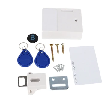 5-кратный RFID-электронный замок для шкафа, сделанный своими руками для деревянного ящика шкафа, готовый к использованию и программируемый (белый)
