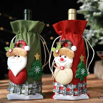 Рождественская крышка для бутылки вина Веселый Рождественский декор Праздничный Санта-Клаус Крышка для бутылки шампанского Рождественские Украшения для дома