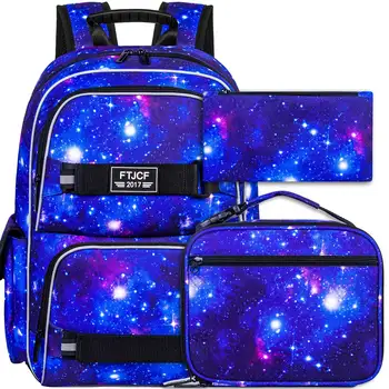 Рюкзак для девочек из 3 предметов, водонепроницаемая женская школьная сумка с коробкой для ланча, 17-дюймовый набор сумок для подростков колледжа.