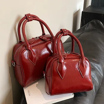 Роскошная дизайнерская женская сумка из искусственной кожи, ретро сумка через плечо, новогодний подарок в виде ракушки, красная