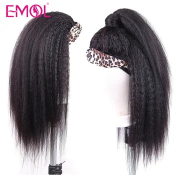 Малайзийский парик с повязкой на голову из человеческих волос, кудрявый прямой, бесклеевой, полностью машинного производства, парики из человеческих волос Remy для женщин плотностью 180%