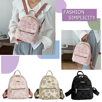 Мини-рюкзак с цветочным принтом, однотонные кожаные студенческие рюкзаки, винтажная плиссированная школьная сумка, Жаккардовая дизайнерская сумка на плечо