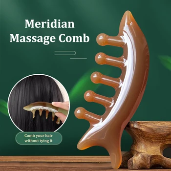 Гребень для массажа головы Guasha Stick Shark Comb Инструмент для массажа давления на голову и тело, Дноуглубительный Меридиан, Снимающий стресс, Натуральная смола