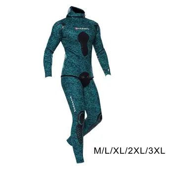 Мужской гидрокостюм с разрезным 3 мм неопреновым капюшоном, сохраняющий тепло, костюм для подводной охоты, гребли на каноэ, водных видов спорта в холодной воде, серфинга, плавания