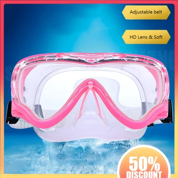 Детские очки для плавания с защитой от ультрафиолета, противотуманные линзы, мягкие силиконовые очки для плавания в большой оправе с крышкой для носа для детей 6-14 лет