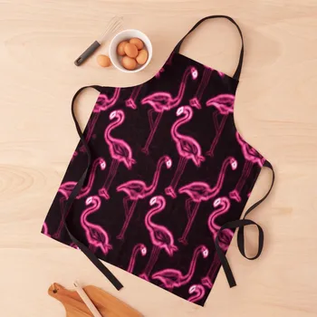 Розовый Фартук с неоновым рисунком фламинго, одежда для поваров, Кухонные Принадлежности, рабочий женский Фартук с нагрудником
