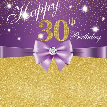 Счастливый 30 40 50 60 День Рождения, Фиолетовый Бант, Фон для фотосъемки, Квадратный Размер, Золотой блеск, Декор стола для званого ужина, Фоновое фото