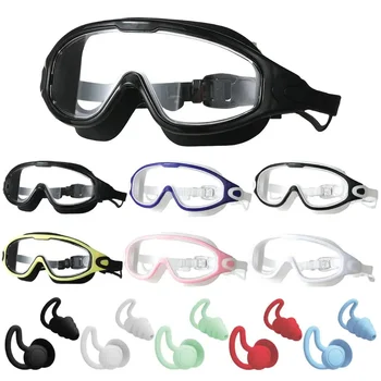Плоские легкие очки для плавания, водонепроницаемые Очки для подводного плавания, очки для дайвинга с покрытием, Большая Оправа, регулируемая для взрослых мужчин и женщин для водных видов спорта