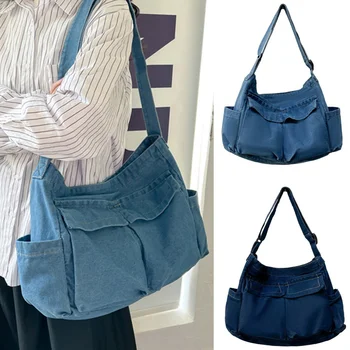Женская сумка, синяя литературная сумка через плечо, женские модные сумки для одобрения студенческого класса колледжа, женская сумка через плечо, новинка